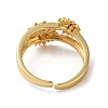 Rack Plating Brass Cubic Zirconia Open Cuff Rings RJEW-K249-01G-3