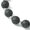 3Pcs 3 Style Gemstone Round & Cross Braided Bead Bracelets BJEW-TA00321-5
