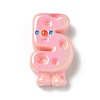 Electroplate Number Theme Resin Beads RESI-Q015-01F-1