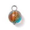 Frosted Baking Painted Glass Charms PALLOY-JF03270-02-3