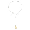 304 Stainless Steel Teardrop Pendant Open Cuff Necklaces for Women NJEW-R003-02GP-01-2