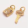Brass Micro Pave Grade AAA Cubic Zirconia Charms ZIRC-G090-29-NR-2
