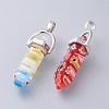 Millefiori Glass Pendants with Alloy Findings X-LK-R008-M01-2