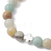 Natural Flower Amazonite Round Beads Bracelets BJEW-JB12434-3
