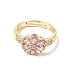 Brass Micro Pave Cubic Zirconia Cuff Open Rings CU-CBA5C10-03G-4