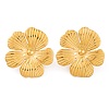 Ion Plating(IP) Flower 304 Stainless Steel Stud Earrings for Women EJEW-L272-031G-03-1