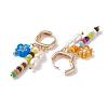 Natural Pearl & Glass Beads Dangle Hoop Earring EJEW-TA00036-4