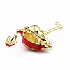 Flamingo Alloy Brooch with Resin Pearl JEWB-O009-09-3