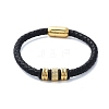 Men's Braided Black PU Leather Cord Bracelets BJEW-K243-64G-1