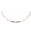 3.5MM Faceted Round Natural Amethyst & Rhodonite & Ruby and Potato Pearl Beaded Necklaces NJEW-JN05976-02-2