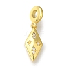 Rack Plating Brass Pave Clear Cubic Zirconia European Dangle Charms KK-H485-22G-1