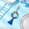 Handmade Lampwork Evil Eye & Polyester Tassel Pendant Decorations HJEW-JM02821-02-2