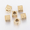 304 Stainless Steel Large Hole Letter European Beads LS-STAS-H428-01G-D-1