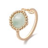 Copper Wire Wrapped Half Round Natural Green Aventurine Cuff Rings for Women RJEW-TA00137-02-1