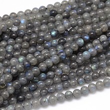 Natural Labradorite Round Bead Strands G-O087-05-6mm