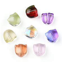 Spray Painted Transparent Glass Beads X-GLAA-T022-26