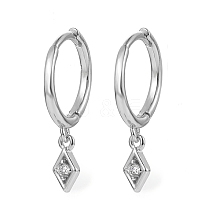 Clear Cubic Zirconia Rhombus Dangle Hoop Earrings FZ2650-2