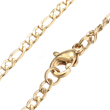 Ion Plating(IP) 304 Stainless Steel Figaro Chain Necklaces STAS-K168-01G