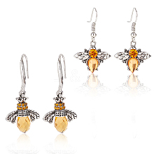 ANATTASOUL 2 Pairs 2 Style Chocolate Glass Bees Dangle Earrings EJEW-AN0002-88