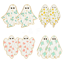 CRASPIRE 8Pcs 4 Styles Halloween Ghost Enamel Pin JEWB-CP0001-07