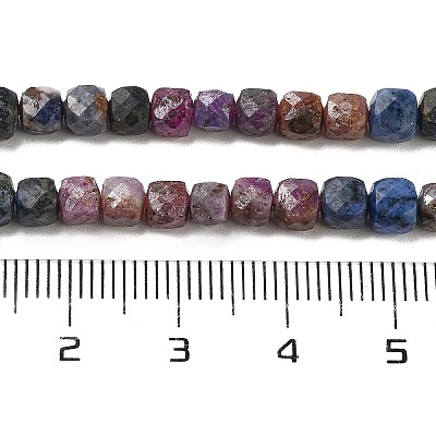Natural Red Corundum/Ruby and Sapphire Beads Strands G-H042-A51-03-1