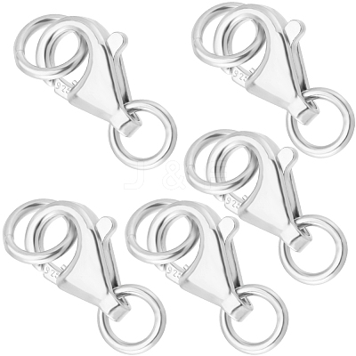 Anti-Tarnish 5Pcs Rhodium Plated 925 Sterling Silver Lobster Claw Clasps STER-BBC0006-22-1