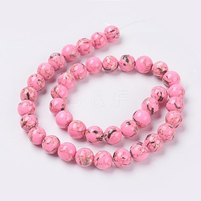 Sea Shell and Synthetic Turquoise Assembled Beads Strands G-G758-M-10mm-1