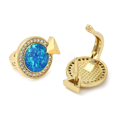 Rack Plating Brass Synthetic Opal Hoop Earrings for Women EJEW-P277-03A-G-1
