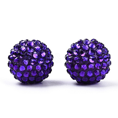 Chunky Resin Rhinestone Bubblegum Ball Beads X-RESI-S260-20mm-S14-1