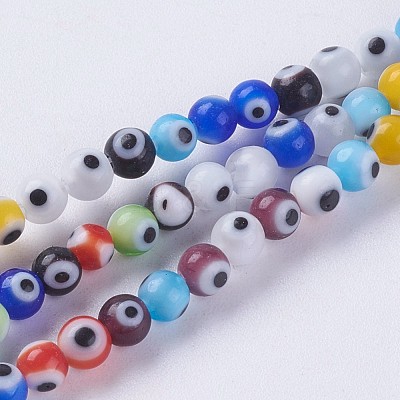 Handmade Evil Eye Lampwork Beads Strands LAMP-J089-B01-1