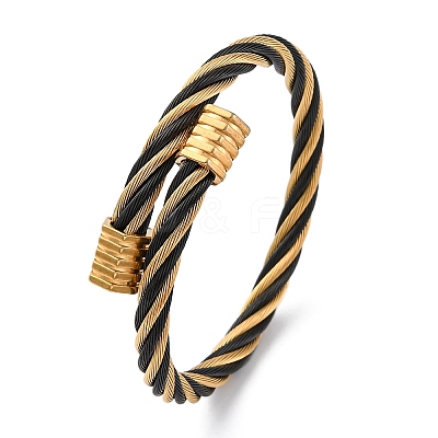 304 Stainless Steel Torque Bangles for Women BJEW-P310-21MC-1