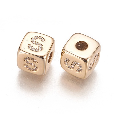 Brass Micro Pave Cubic Zirconia Beads KK-K238-16G-S-1