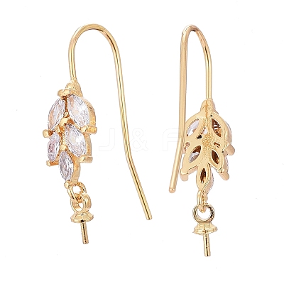 Brass Micro Pave Cubic Zirconia Earring Hooks X-KK-K244-40G-1