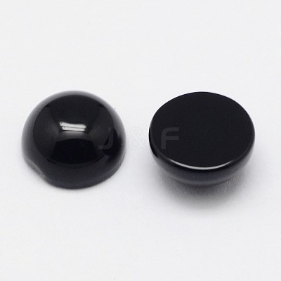 Natural Dyed & Heated Black Agate Cabochons X-G-F313-01-10mm-1