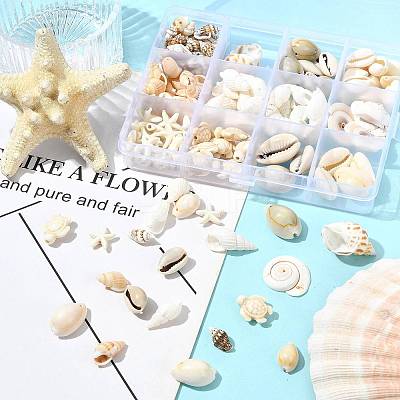 DIY Conch Shell Starfish Turtles Beads Findings Kits DIY-FS0010-25-1