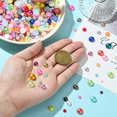1298Pcs 5 Styles ABS Plastic Imitation Pearl Cabochons SACR-YW0001-66-1