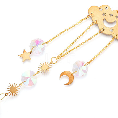 Faceted Glass Sun Catcher Pendant Decorations AJEW-A037-12G-1