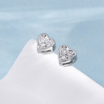 Clear Cubic Zirconia Heart Stud Earrings EJEW-K093-24P-1