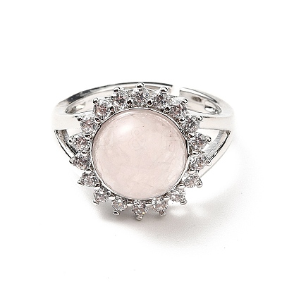 Natural Rose Quartz Adjustable Rings RJEW-P043-02P-24-1