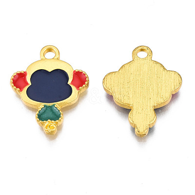 Rack Plating Alloy Enamel Pendants ENAM-S122-63G-1
