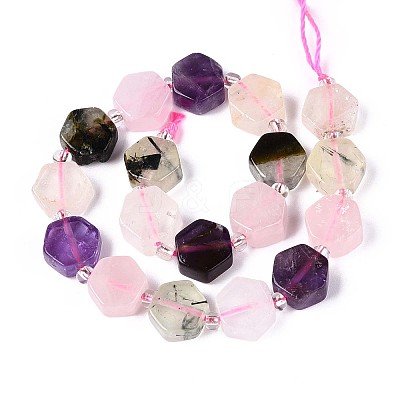 3 Styles Natural Rose Quartz & Prehnite & Amethyst Beads Strands G-P534-A25-02-1