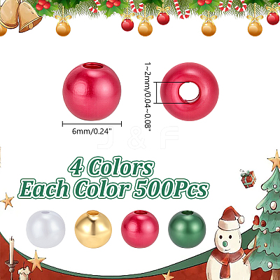 2000Pcs 2 Styles Imitation Pearl & Plating Acrylic Beads OACR-AR0001-32B-1