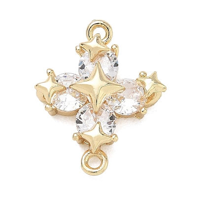 Brass Pave Clear Cubic Zirconia Connector Charms CU-G605-01G-1
