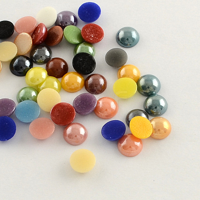 Pearlized Plated Opaque Glass Cabochons X-PORC-S801-5mm-M-1