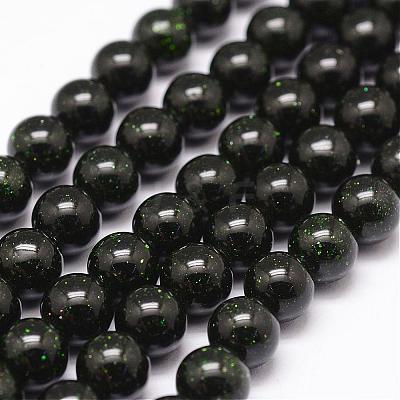 Synthetic Green Goldstone Beads Strands G-N0178-02-8mm-1