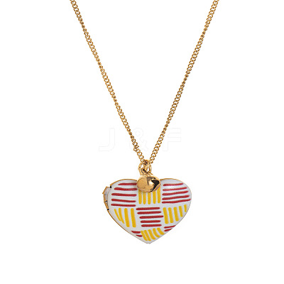 304 Stainless Steel Enamel Printed Mom Heart Locket Pendant Necklaces for Mother's Day Gift WG641EA-08-1