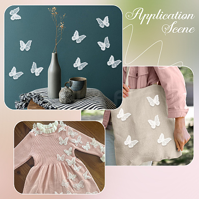 40Pcs 8 Styles Polyester Butterfly DIY-SP0006-25-1