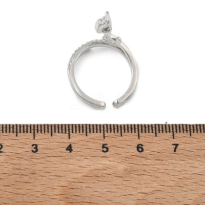 Brass Micro Pave Cubic Zirconia Cuff Open Rings for Women RJEW-L343-05P-02-1