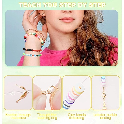 DIY Polymer Clay Stretch Charms Bracelets Making Kits DIY-YW0011-63-1
