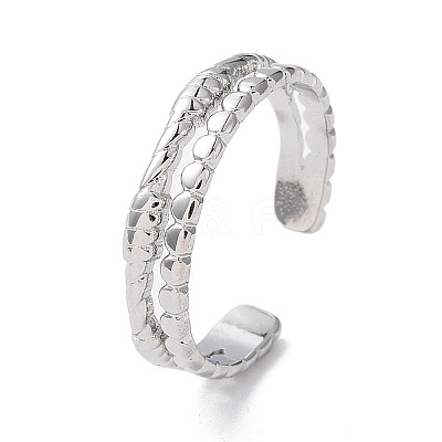 Non-Tarnish 304 Stainless Steel Double Line Open Cuff Rings RJEW-D006-06P-1